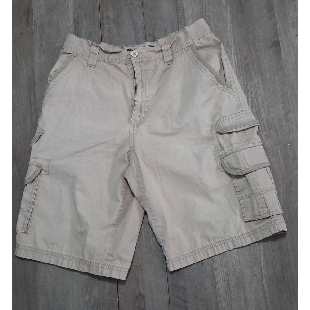 Airwalk Cargo Shorts Men's Khaki Beige Utility Casual Skate Streetwear Sz 32 Y2K